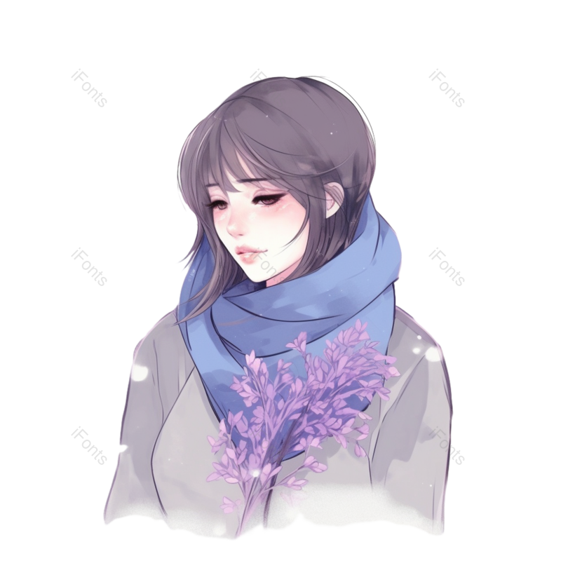 鲜花图片,雪花元素,冬季PNG,免抠素材